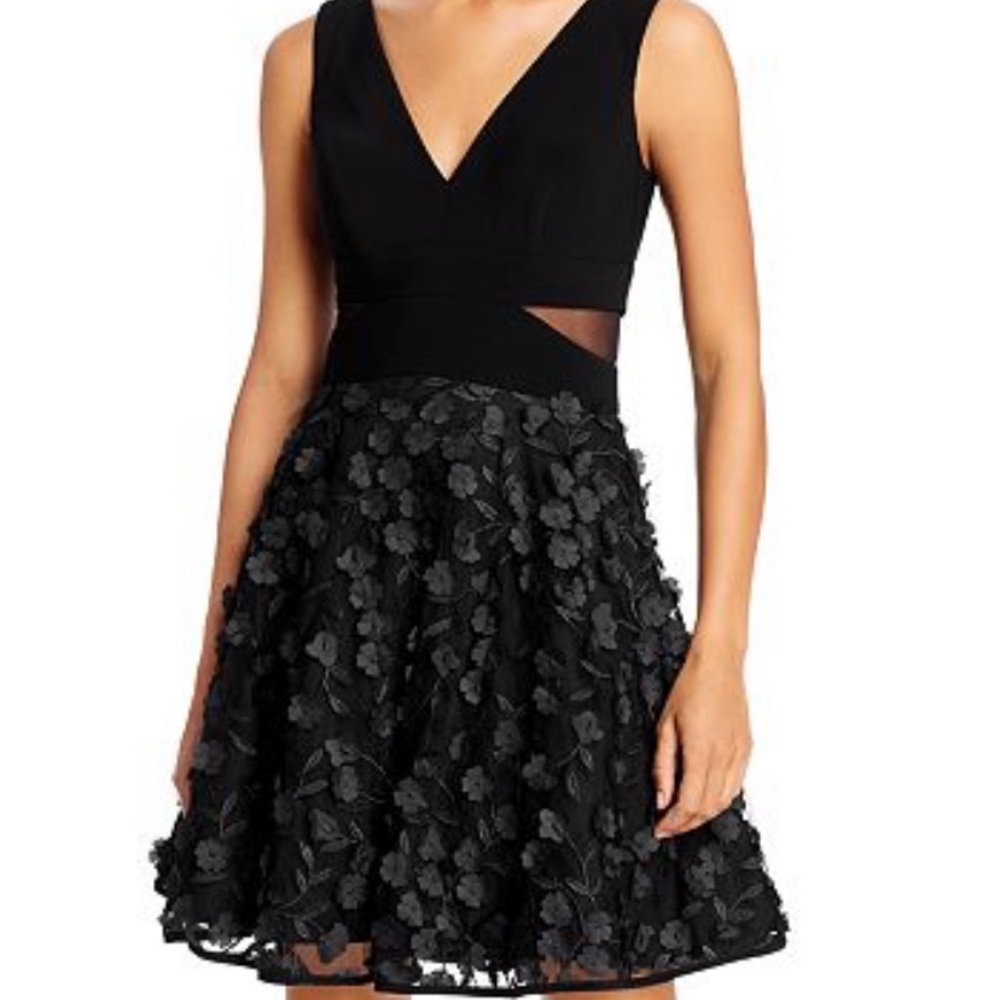 AQUA flower appliqué formal dress🖤